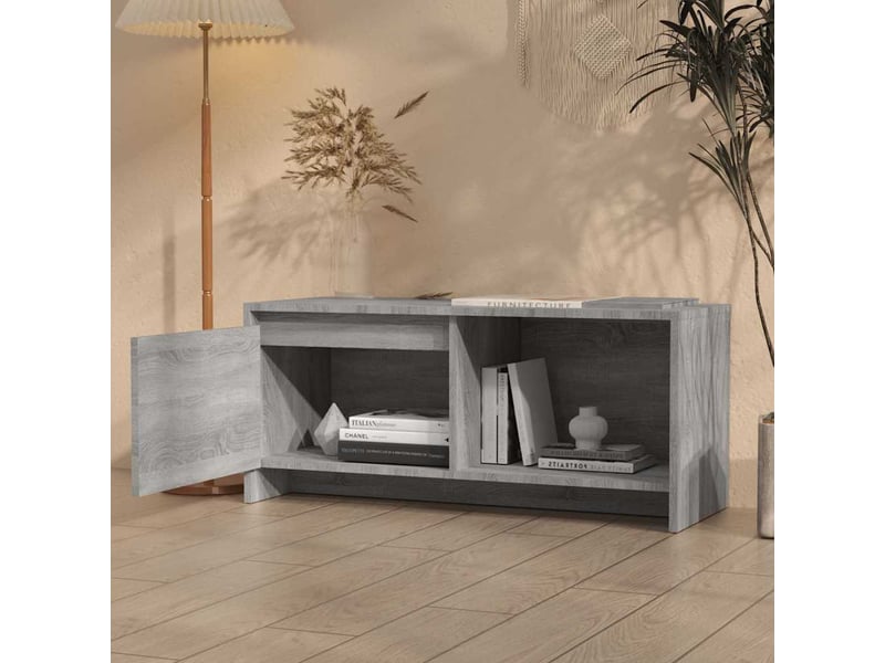  Meuble tv - banc tv - meuble de rangement sonoma gris 90x35x40 cm bois d'ingénierie  - Conforama C