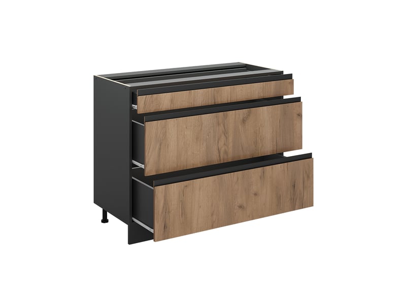 Vicco meuble cuisine, chêne doréanthracite, 100cm plan de travail marbre - Conforama C