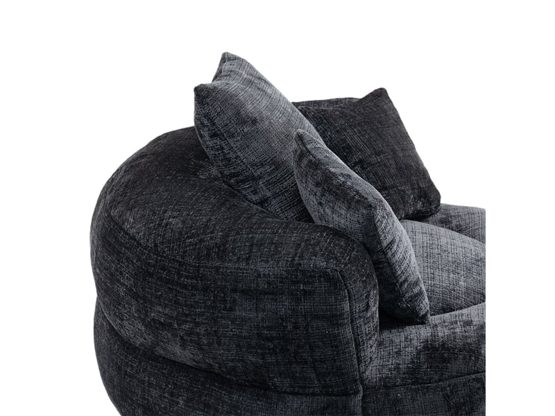  Fauteuil pouf 108x108x52 cm noir  - Conforama D