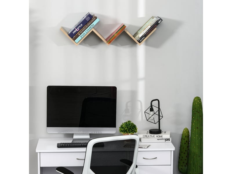  Etagères murale flottante - design contemporain en v - kit fixation inclus - panneaux particules chêne clair  - Conforama C
