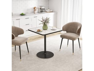 Table à manger carrée 70 x 70 cm pour 4 personnes avec effet marbre blanc pour cuisine