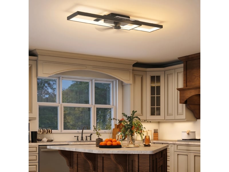  Plafonnier led dimmable noir 4600 lm avec télécommande, lumière 3000 à 6000 k pour salon et salle à manger  - Conforama B