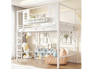 Lit mezzanine 90x200 cm <strong>COVREO </strong>  <strong></strong> coloris blanc