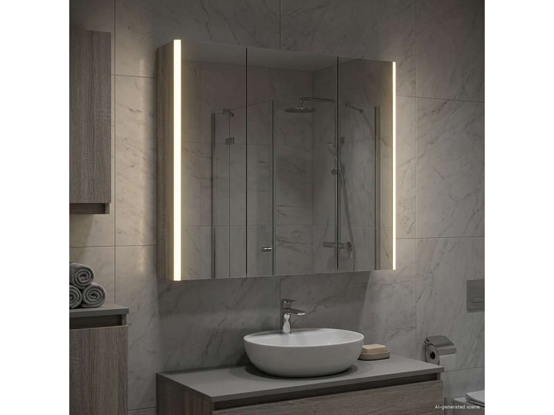 Armoire miroir salle de bain, meuble de rangement gris sonoma 73.5x15.5x70 cm - Conforama D