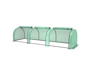 Serre tunnel de jardin en acier et plastique pp avec portes enroulables, 3 x 1 x 0,8 m, verte