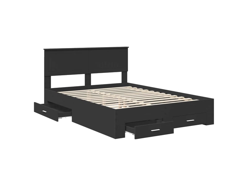  Lit double- lit adulte -  cadre de lit avec tiroir noir 135 x 190 cm bois d'ingénierie  - Conforama D
