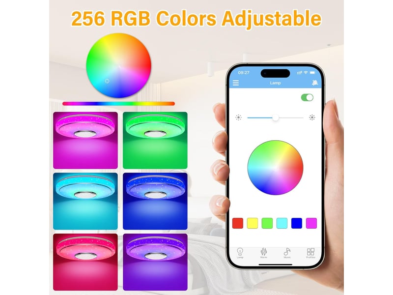  Plafonnier rond led 36w changement de couleur rgb ø30cm  - Conforama D