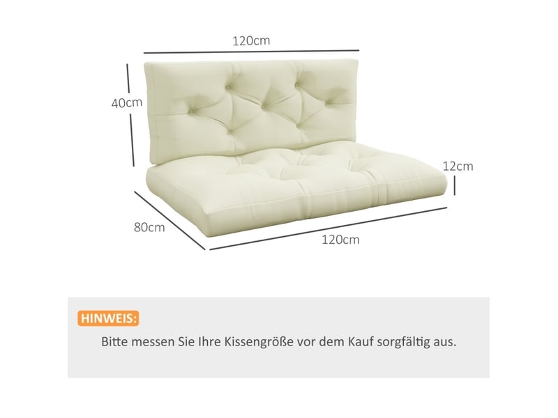Coussin d'extérieur avec coutures capitonnées 120 x 80 x 12 cm crème evryae - Conforama D