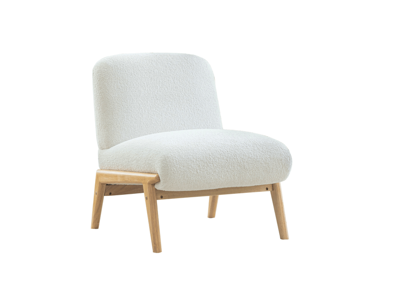 Fauteuil lounge sans accoudoirs en chenille ivory, inspiration nordique - Conforama A