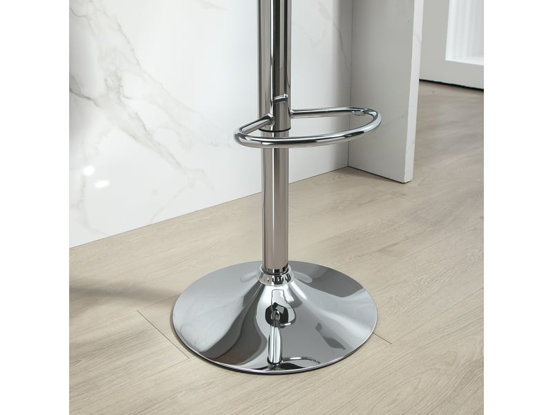  Lot de 2 tabourets de bar réglables en hauteur noir similicuir, pivotants 360°, dossier et repose-pieds  - Conforama E