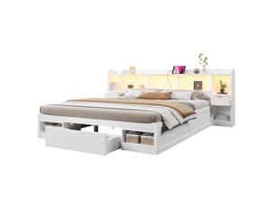 Lit avec rangement 180x200 cm CHICFURN   coloris blanc