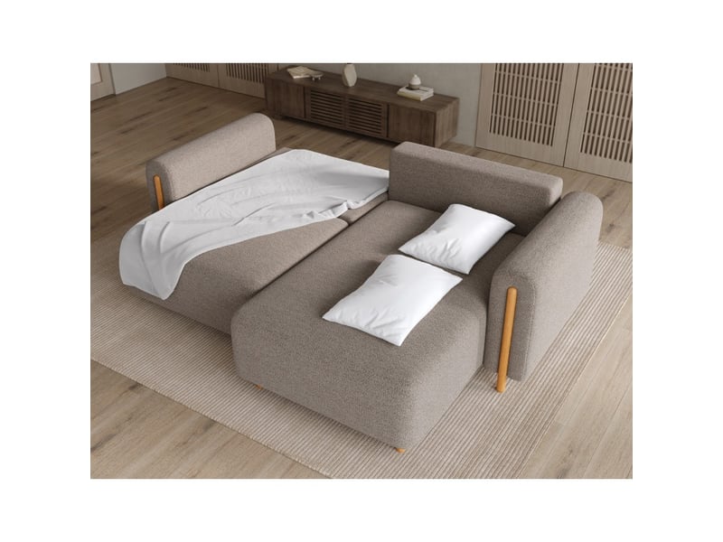  Canapé d'angle convertible arvessa marron clair chenille – angle droit  - Conforama D