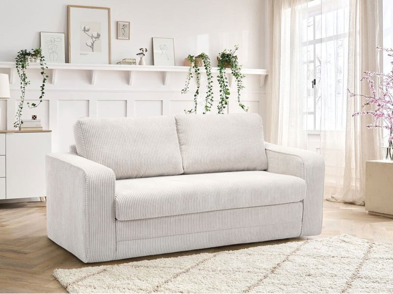  Bobochic canapé droit convertible déplimousse come velours côtelé beige COME - Conforama B
