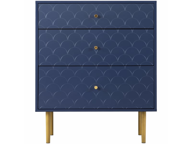  Buffet haut 89x75x40 cm, meuble rangement 3 tiroirs profondeur variable, capacité stockage optimale, couleur bleu  - Conforama A