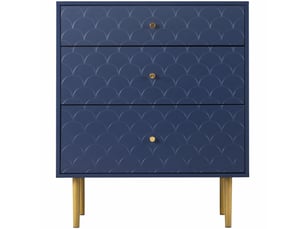 Buffet haut 89x75x40 cm, meuble rangement 3 tiroirs profondeur variable, capacité stockage optimale, couleur bleu