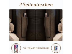 Lit coffre de rangement 140x200 2 places - gris - lit adulte double avec éclairage led - charge usb c - rangement sous le sommier - coton et lin