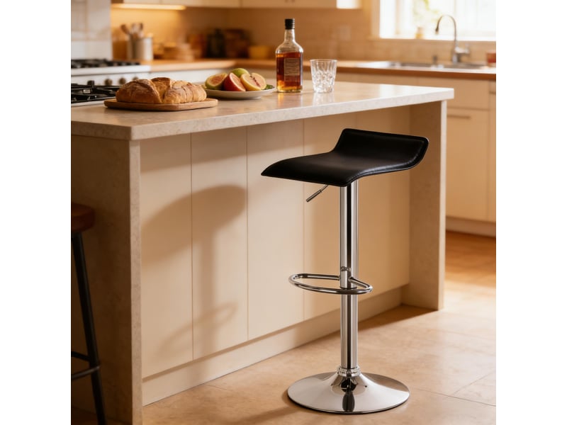  Tabouret de bar pivotant 360° réglable en hauteur - lpospi - assise ergonomique, simili cuir, acier - noir  - Conforama E
