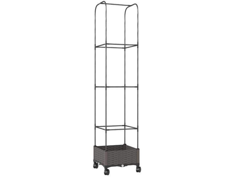 Jardinière mobile avec treillis 40x40x185 cm – noire – réservoir d’eau, drainage et roulettes freinées - Conforama A