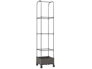 Jardinière mobile avec treillis 40x40x185 cm – noire – réservoir d’eau, drainage et roulettes freinées