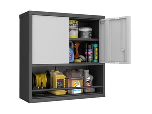 Armoire de rangement murale 76,2 x 30,5 x 78 cm noir et blanc en métal, 2 portes verrouillables, étagères réglables
