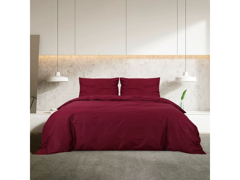 Ensemble de housse de couette bordeaux 140x200 cm microfibre - Conforama B