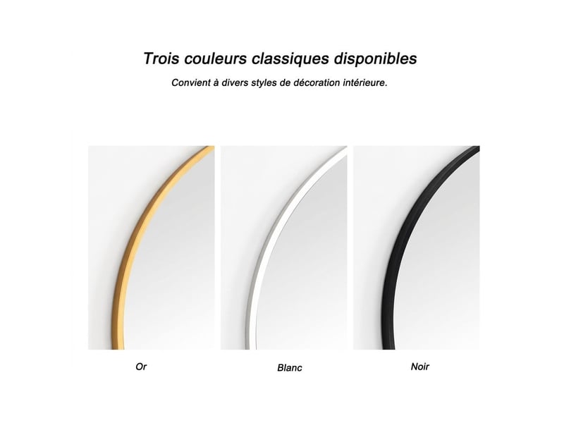  Miroir de salle de bain ovale 50x70 cm mural – cadre métal doré élégant  - Conforama B