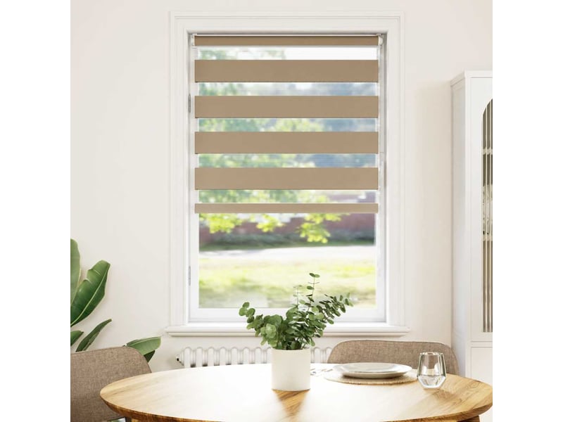 Store zèbre, store de fenêtre marron sable largeur du tissu 70,9 cm polyester cf48829 - Conforama A
