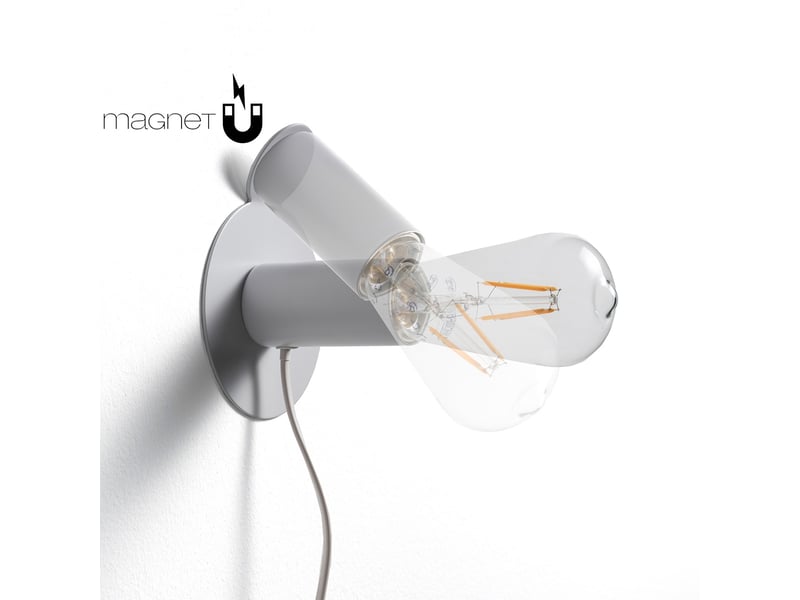 Lampe de table magnétique blanche en métal mat derby  - Conforama D