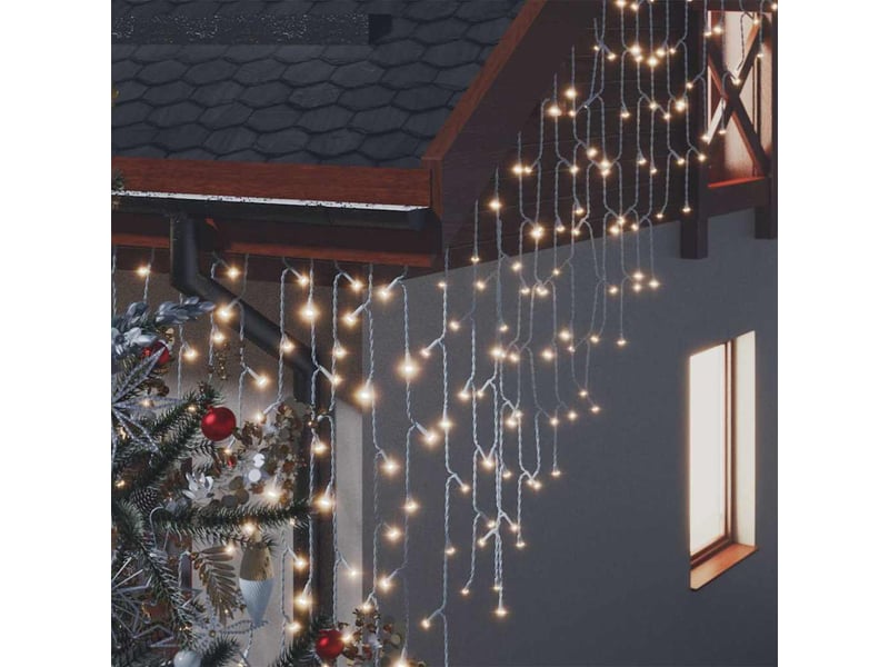  Rideau lumineux à glaçons led 10m 400led blanc chaud 8fonctions cf43935  - Conforama E