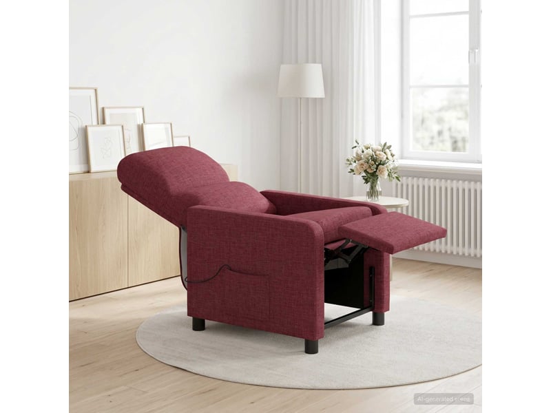  Vidaxl fauteuil de massage inclinable bordeaux polyester  - Conforama B