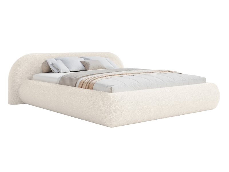  Selsey shels - lit rembourré - 200x200 cm - bouclé crème Shels Low - Conforama A