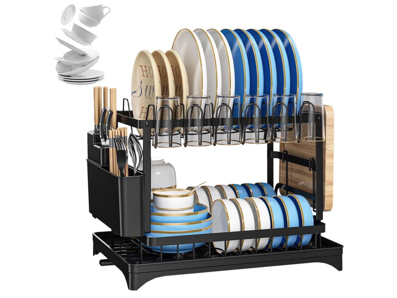 Égouttoir à vaisselle de cuisine en métal noir avec bac de récupération chicfurn  - Conforama A