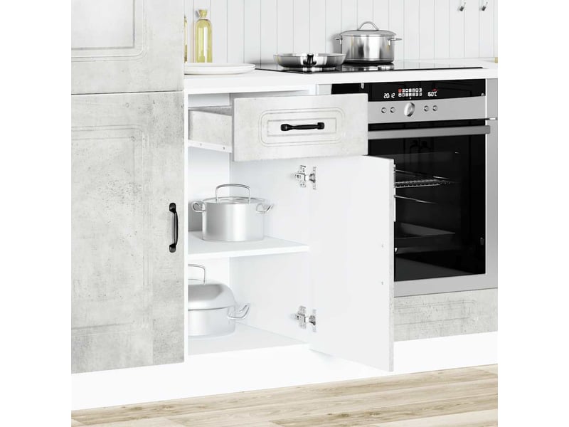  Meuble de rangement, armoire de cuisine kalmar gris béton bois d'ingénierie shl1677  - Conforama C