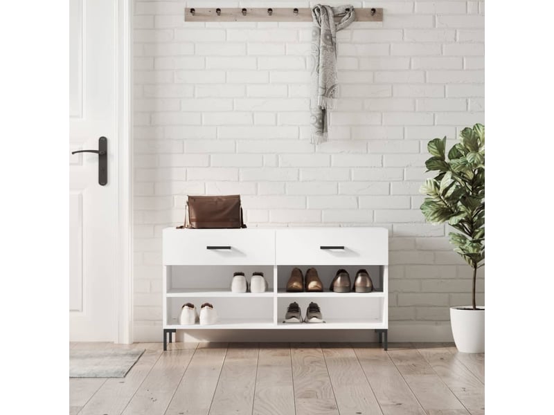 Banc à chaussures blanc brillant 102x35x55 cm bois d'ingénierie shl9588  - Conforama B