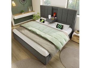 Lit coffre 160x200 cm REDOM coloris gris