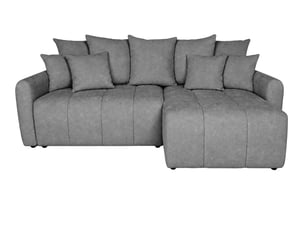 Canapé d'angle réversible convertible CASANOVA  3 places Tissu gris avec coffre de rangement