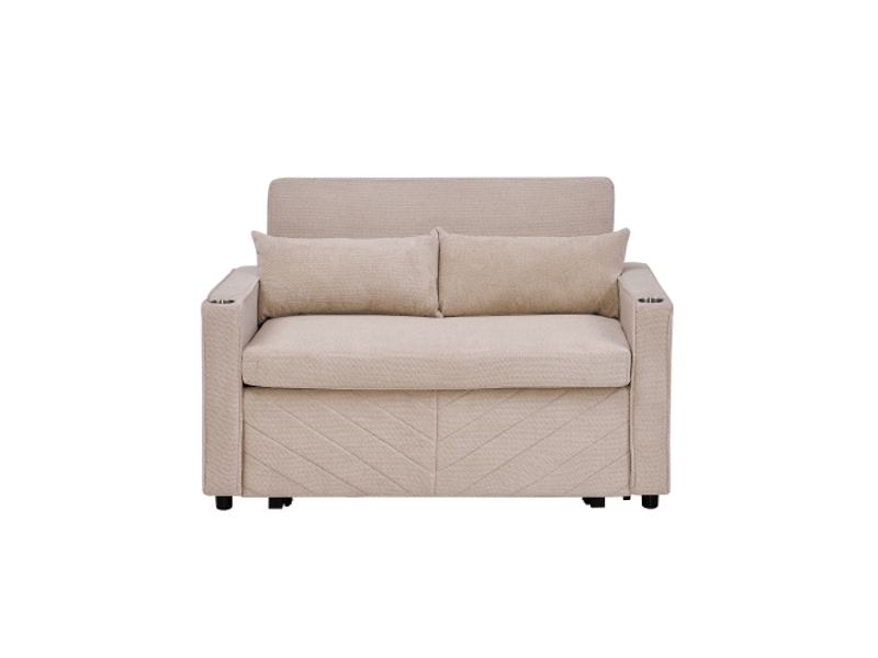 Canapé convertible, canapé-lit, 2 places, beige, 3 en 1, usb, pour salon et séjour, adapté à l'espace de vie  - Conforama B