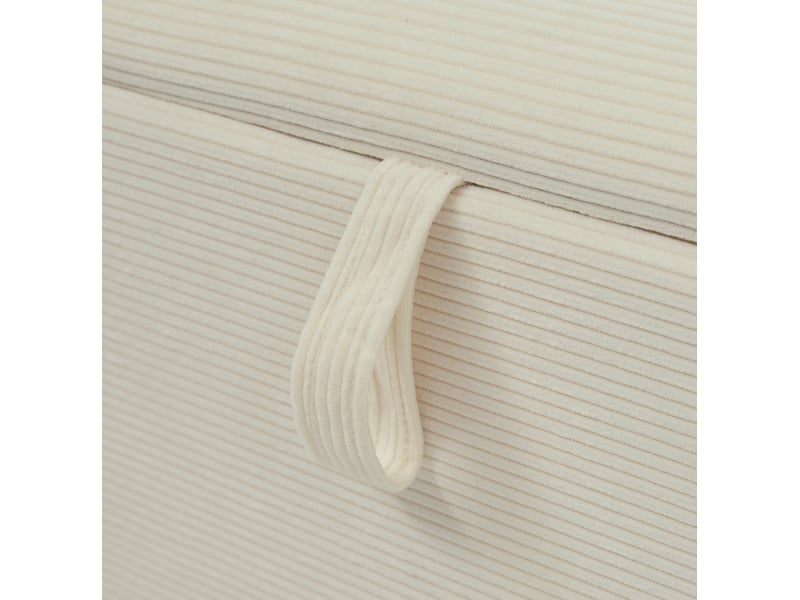  Banquette coffre 145 x 38 cm beige, tissu cord et bois, rangement hydraulique pour chambre, salon ou entrée  - Conforama E