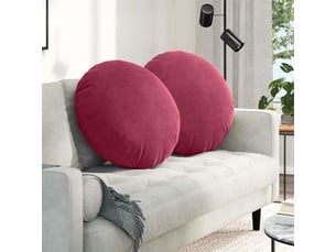 Lot de 2 coussins de siège, coussins décoratifs velours bordeaux ø 80 x 29 cm cf59885