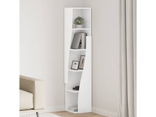 Meuble d'angle, meuble de rangement salon 27,5x27x140cm bois d'ingénierie blanc brillant