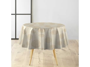 Nappe toile cirée ronde celte 160cm naturel