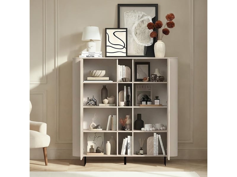  Buffet de salon 2 portes avec niches de rangement et pieds en métal ortisei  - Conforama C