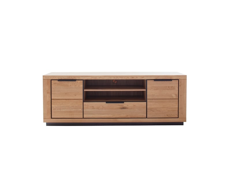  Ensemble de meuble salon 4 pièces composé de meuble tv, étagère vitrine haute et vaisselier coloris chêne massif  - Conforama E