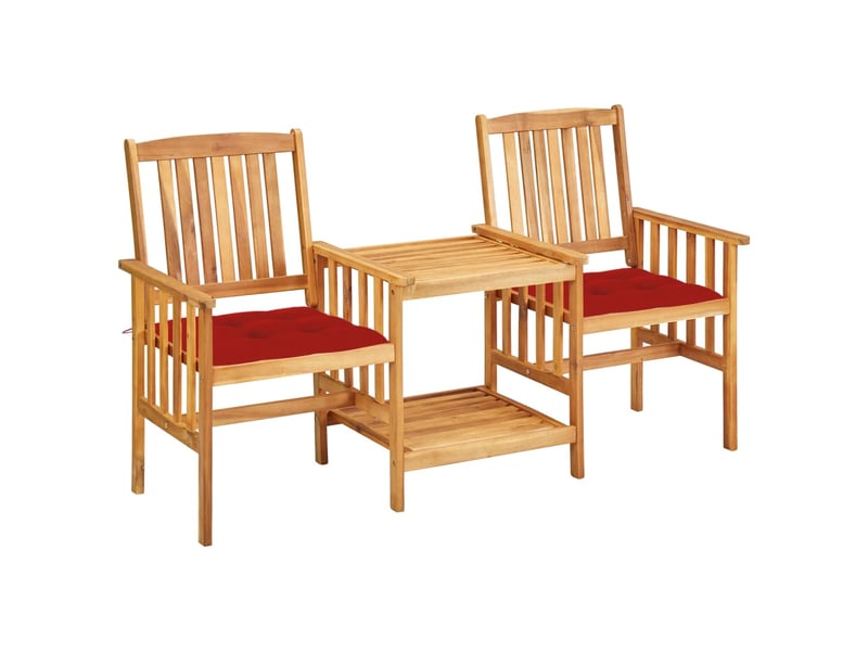  Chaises de jardin avec table à thé et coussins acacia solide cf30797  - Conforama B