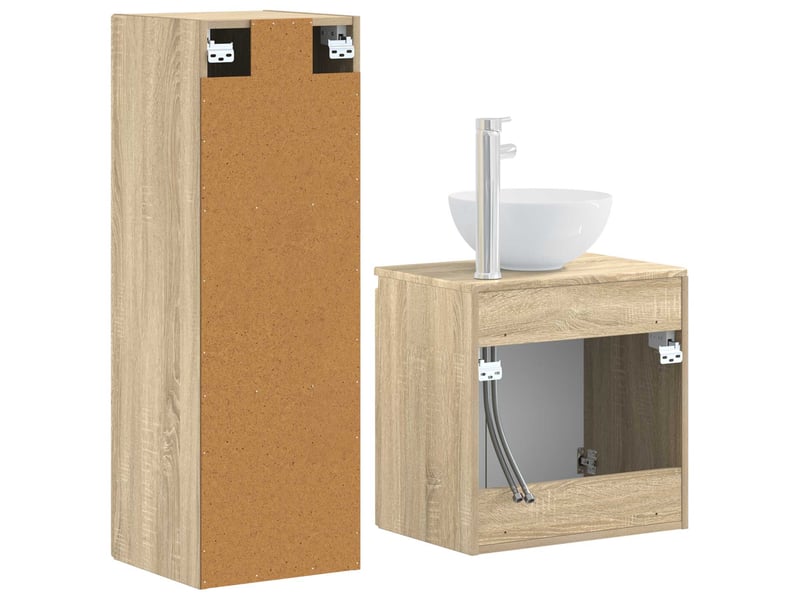 Ensemble de mobilier de salle de bain 2 pcs chêne sonoma shl7712 - Conforama E