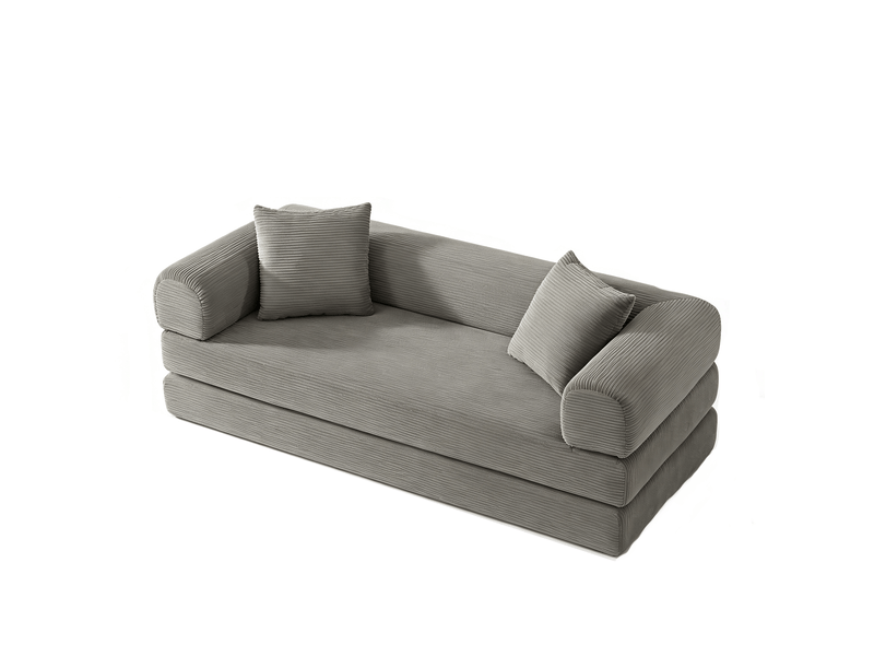 Canapé droit convertible modulable en lit, velours côtelé, mousse froide, sans montage, pour salonchambre, taupe - Conforama A