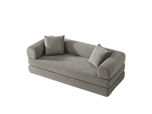 Canapé droit convertible modulable en lit, velours côtelé, mousse froide, sans montage, pour salonchambre, taupe