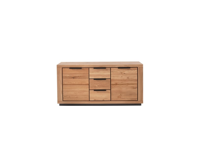 Buffet 2 portes et 3 tiroirs coloris chêne massif huilé - longueur 163 x hauteur 80 x profondeur 40 cm - Conforama A