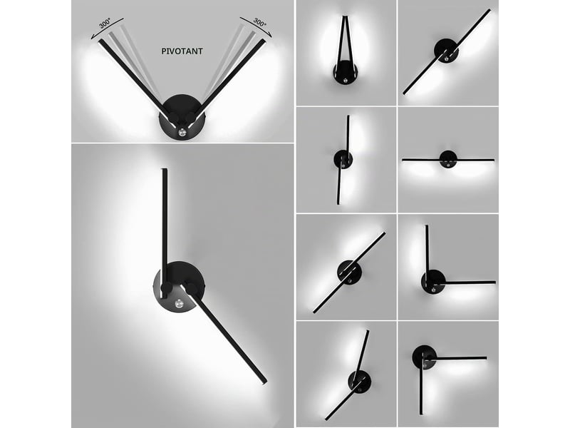  Applique murale intérieur led lampe murale  avec interrupteur 10w avec bras de lampe rotatifs à 300°4000k  - Conforama C