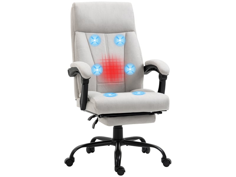  Fauteuil de bureau massant, fauteuil d'ordinateur, chauffage lombaire, fonction d'inclinaison, gris clair  - Conforama A